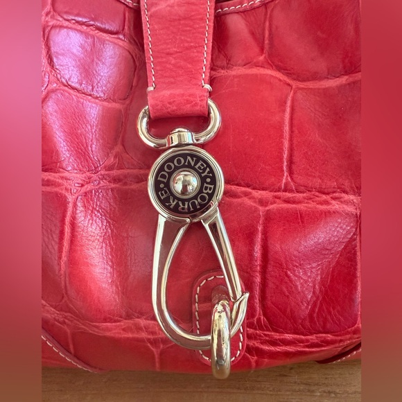 Dooney & Burke Red Croc-Embossed Shoulder Bag - Picture 2 of 9